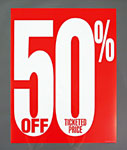 50% Off Ticketed Price Poster Sign