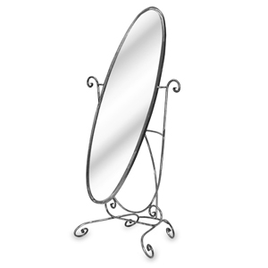 Freestanding Oval Floor Mirror : [Raw Steel]