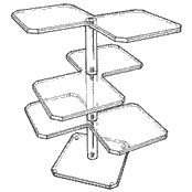 Beveled Three-Shelf Towers: 19" Depth (Acrylic)