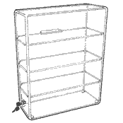 Sliding Back Locking Case 3 Shelves 15 3/4 x 10 1/4 (Acrylic)