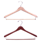 17\" Deluxe Wooden Coat Hanger with Pant Lockbar 1\" THICK (50ct.)