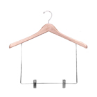 17\" Deluxe Wooden Coat Hanger with Pant Clips 1\" THICK (50ct.)