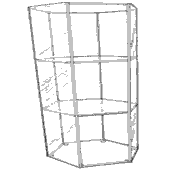 Hexagonal Open Shelf Displays: H 12 2 shelves (Acrylic)