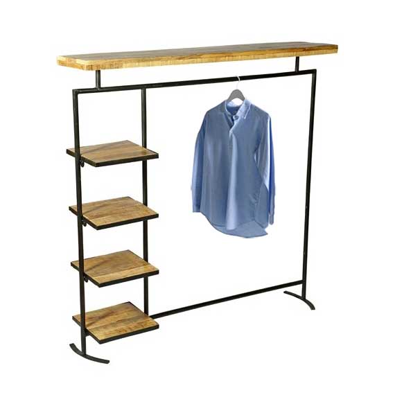 Mango Wood Retail Clothing Rack and Shelving