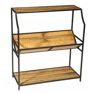 Mango Wood Retail Bin Shelf Display