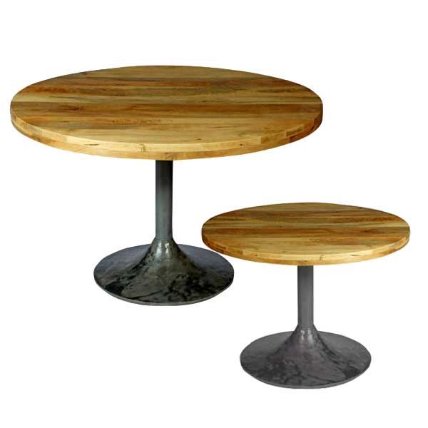 Round Maple Wood Tables with Steel Base