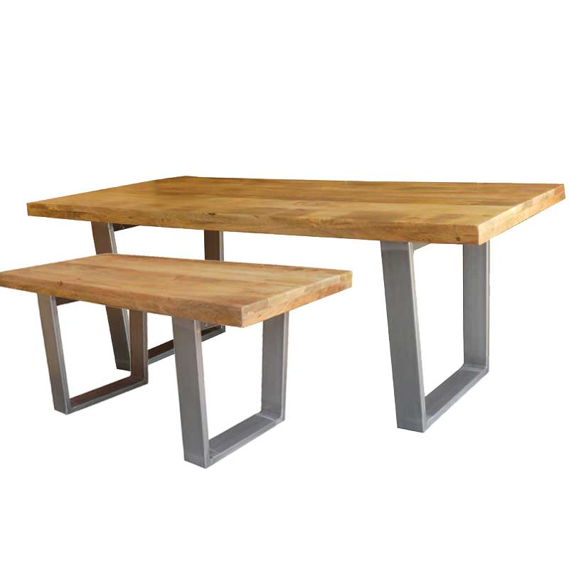 Sustainable Mango Wood Tables w/ Raw Steel Legs