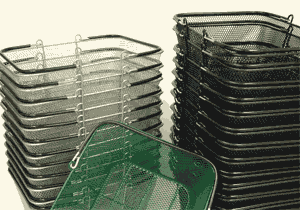 Metal Mesh Shopping Baskets (Set) with Stand