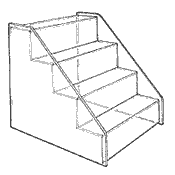 Four Step Assembled Stairs w/o Front Lip: Small (Acrylic)