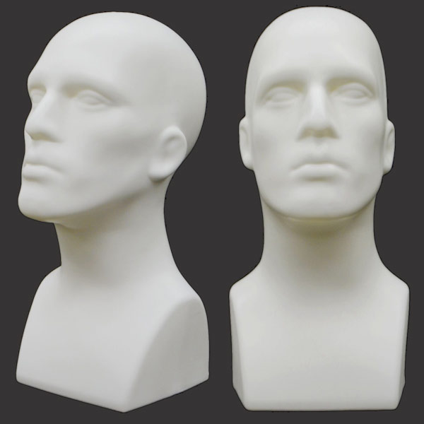 Retail Male Mannequin Head Form - White